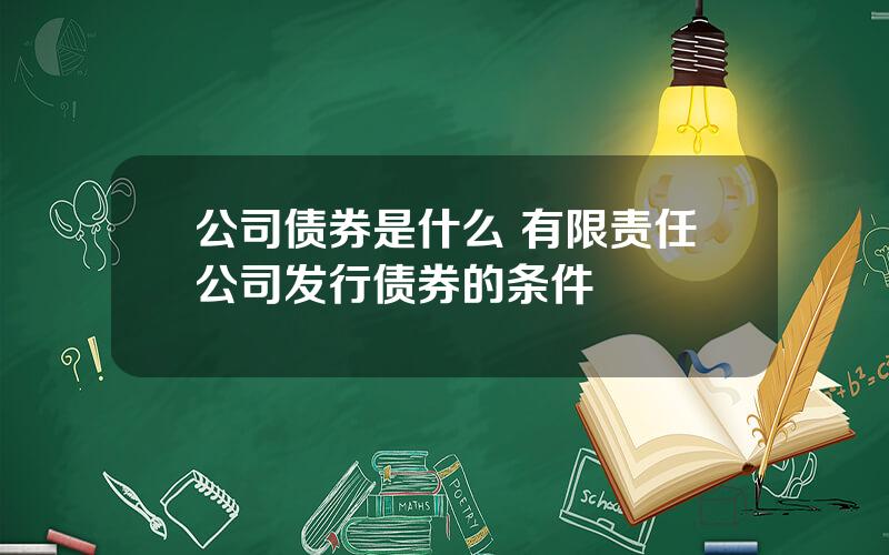 公司债券是什么 有限责任公司发行债券的条件